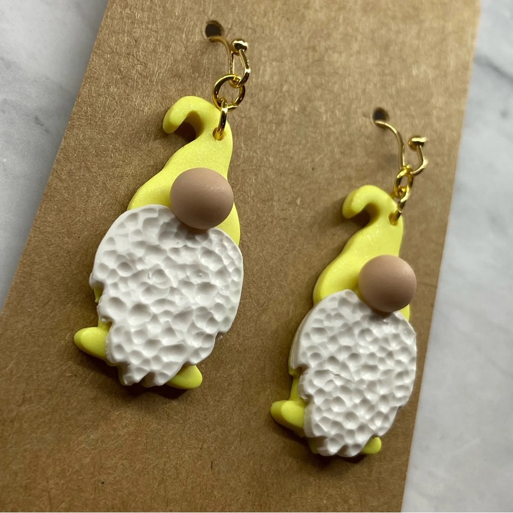 Handmade Cottagecore Earrings - Lemon Yellow Gnomes🍋